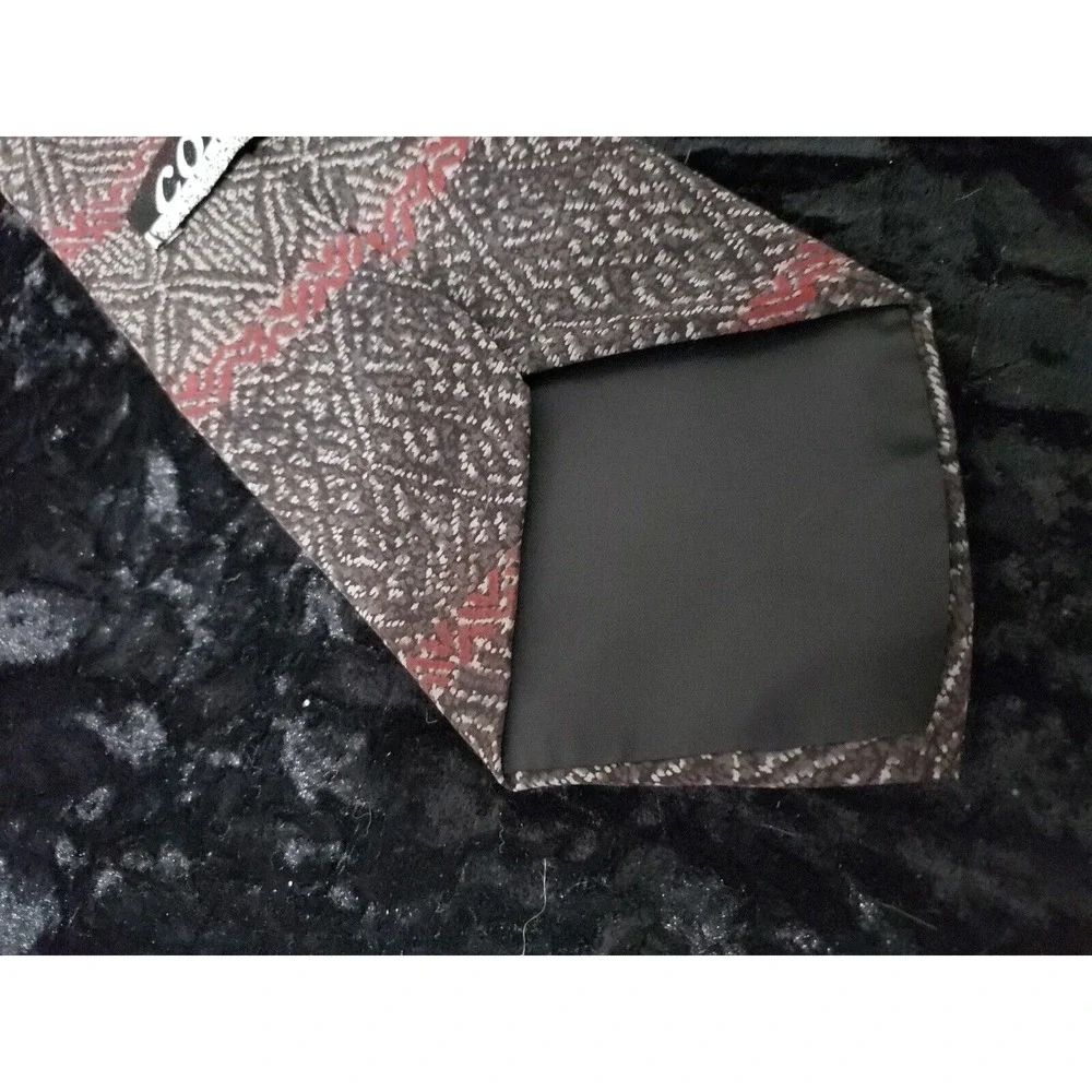 Vintage Como Collezione Mens Neck Tie Gray Red Geometric Office Career Wear